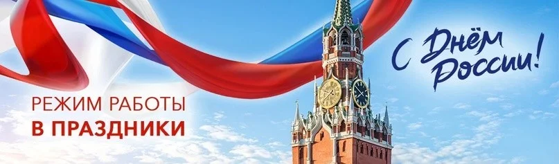 Режим работы в выходные и праздничные дни с 12.06.2025 по 15.06.2025